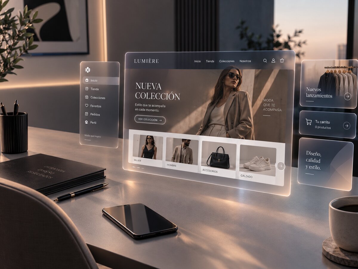 Interfaz digital moderna mostrando herramientas de diseño y tecnología